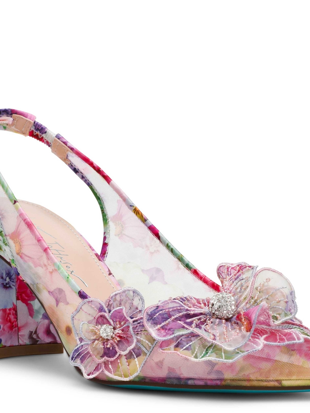 Betsey Johnson Floral Embellished Pink Slingback Pump - Picture 2 of 9